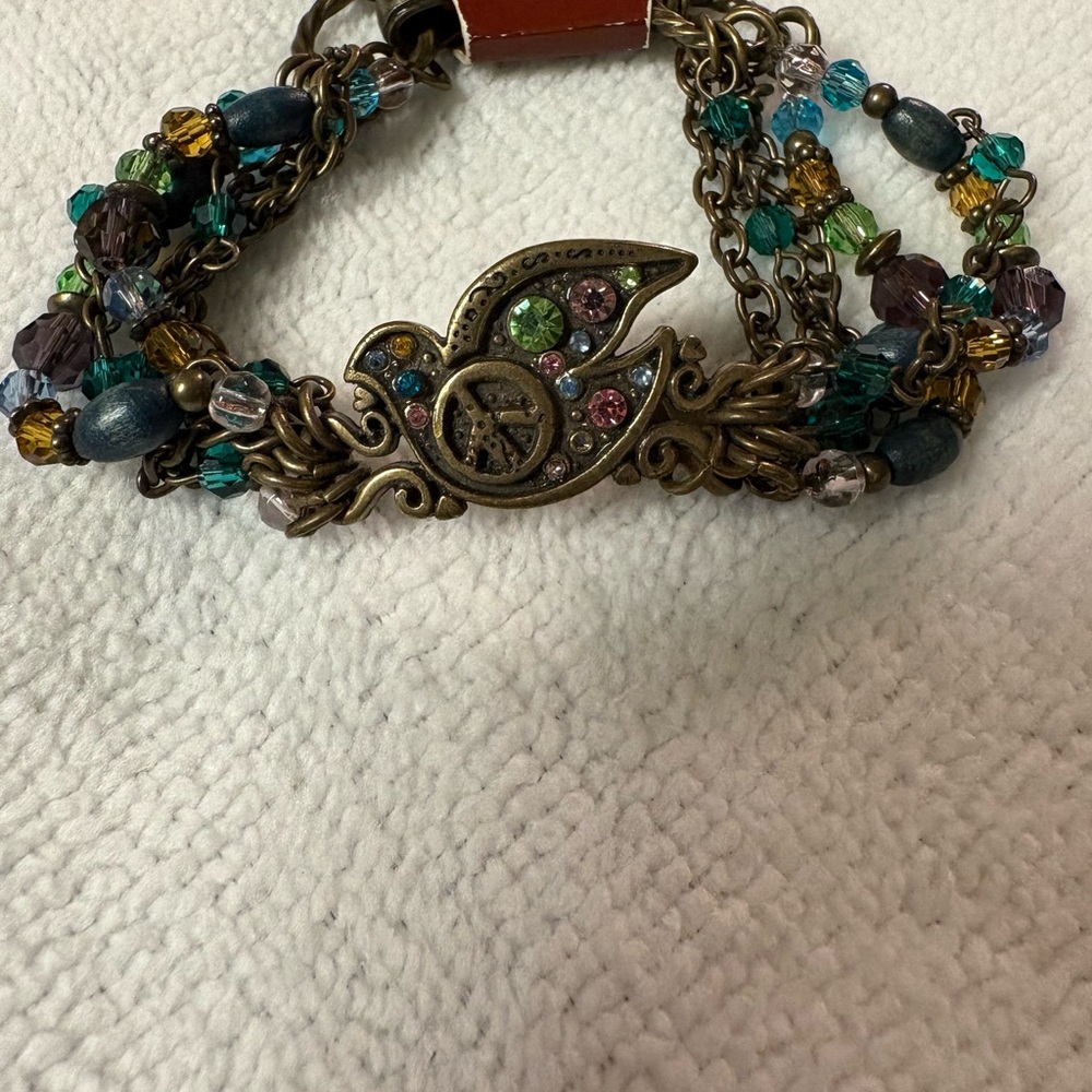 NWT Hard Rock Cafe Teal Green Purple Multicolor Beaded Bracelet - Picture 8 of 8